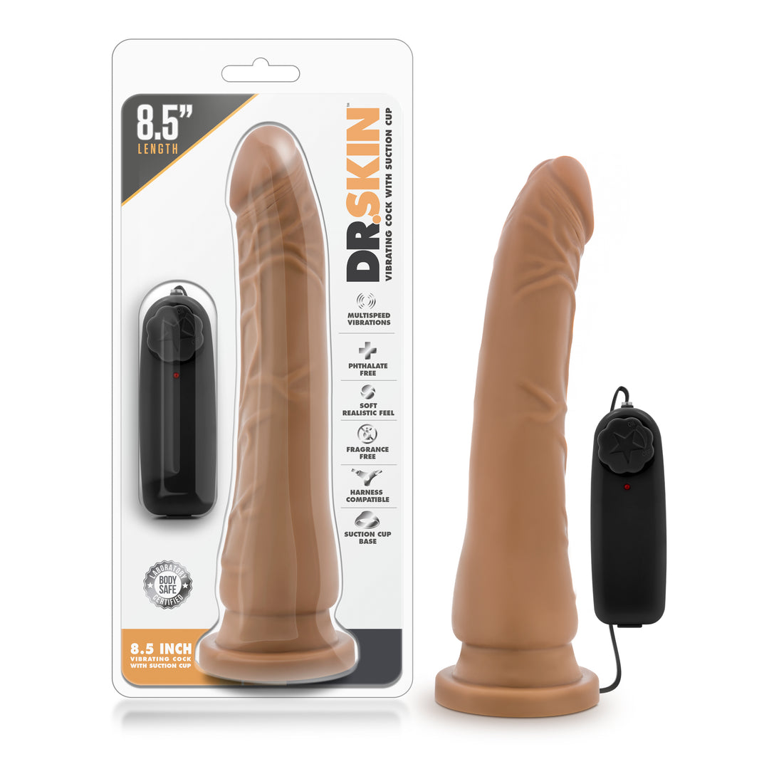 Dr. Skin - 8.5 Inch Vibrating Realistic Cock With  Suction Cup - Mocha