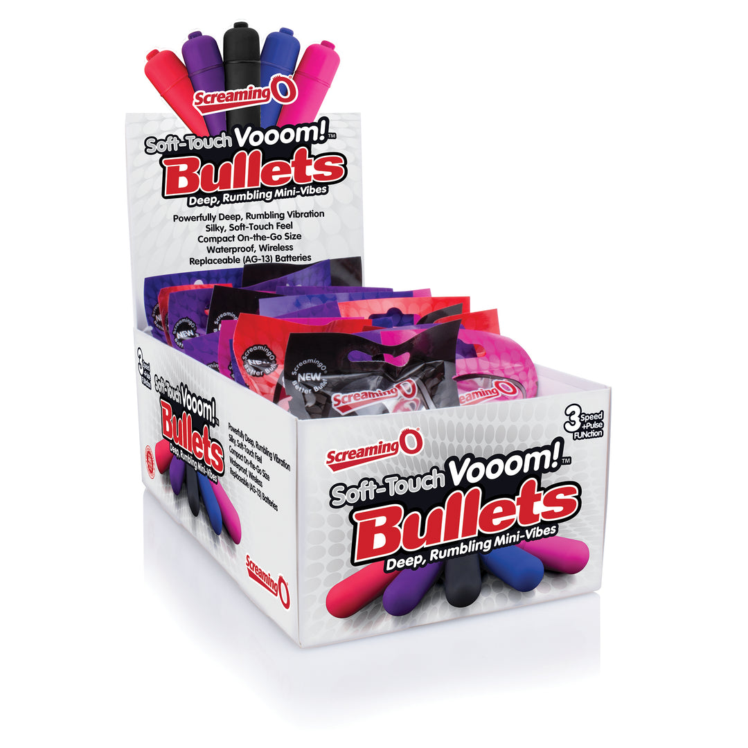 Soft-Touch Vooom! Bullets - 20 Count Pop Box Display - Assorted Colors