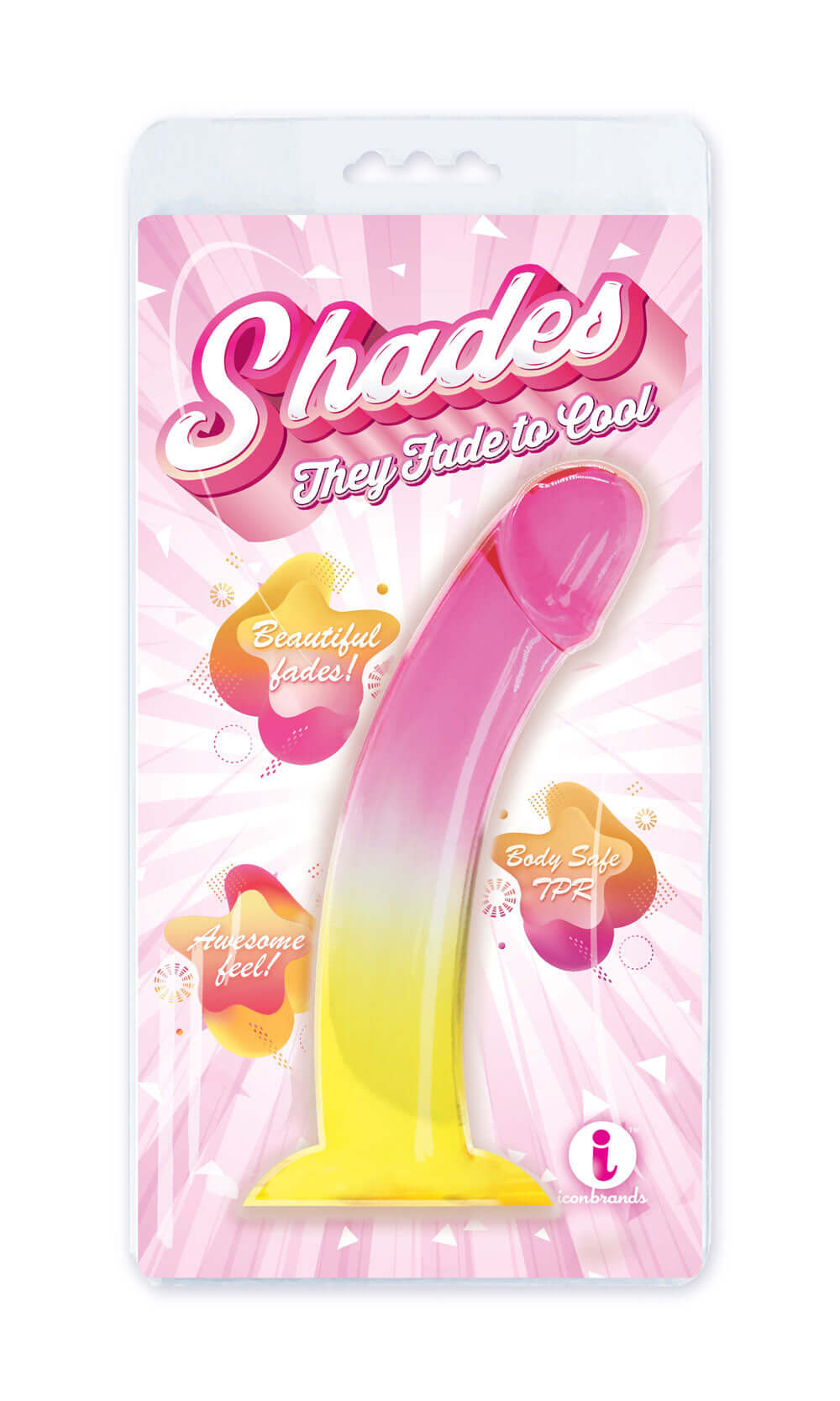 Shades, 8.25" Smoothie Jelly Tpr Gradient Dong - Pink and Yellow