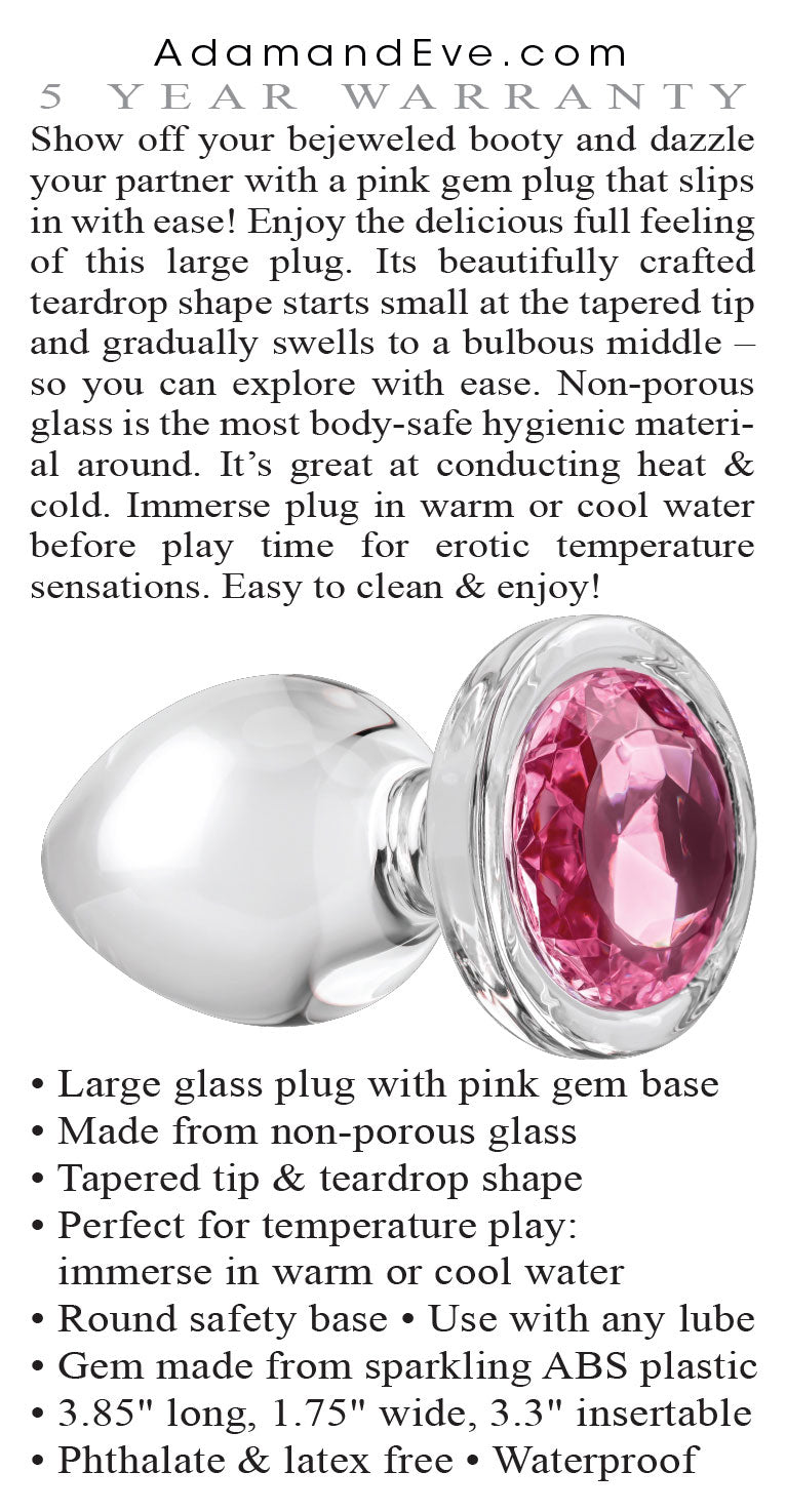 Pink Gem Glass Plug - Large - Pink