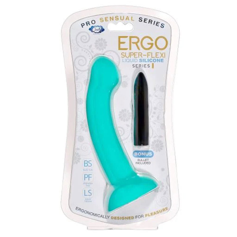 Ergo Super Flexi I Dong Soft and Flexible Liquid  Silicone With Vibrator - Teal