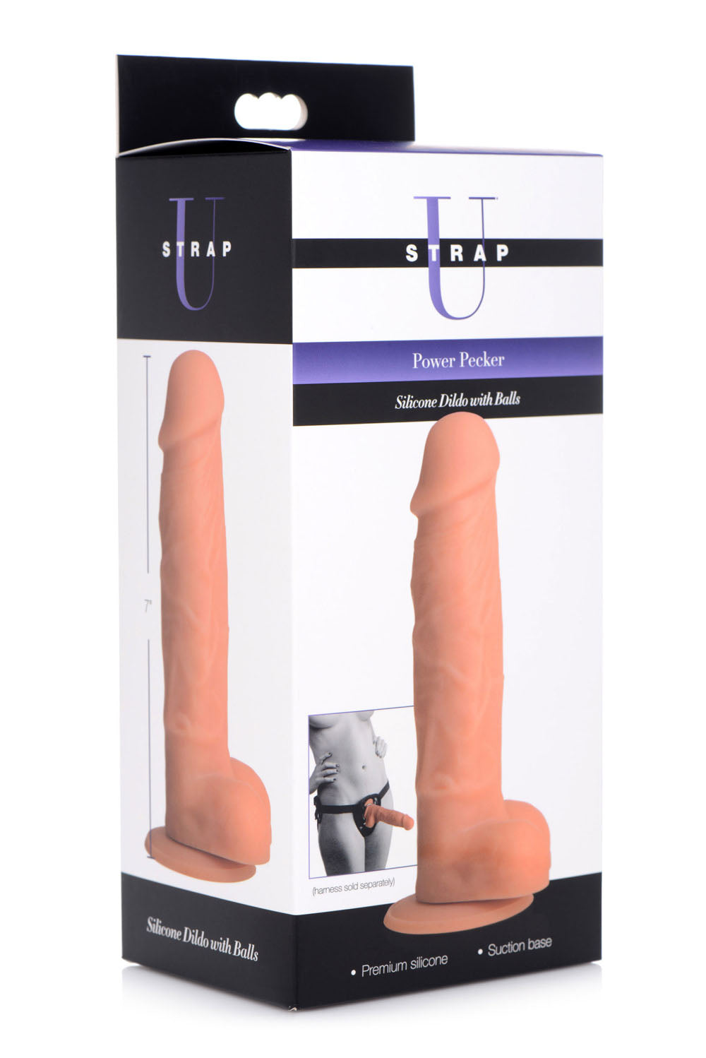 Power Pecker 7 Inch Silicone Dildo With Balls - Flesh