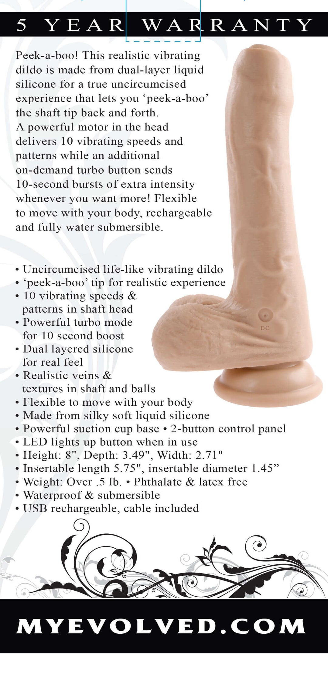 Peek a Boo Vibrating Dildo - Light