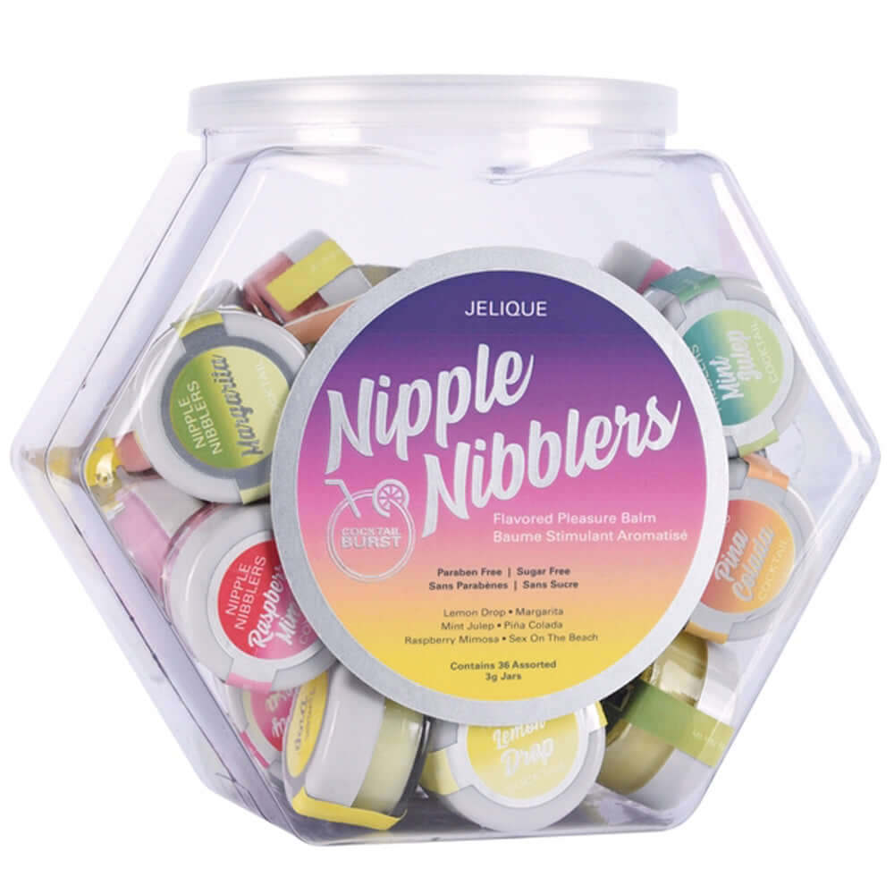 Nipple Nibblers Cocktail Pleasure Balm Assorted -  36 Pc Bowl - 3g Jar