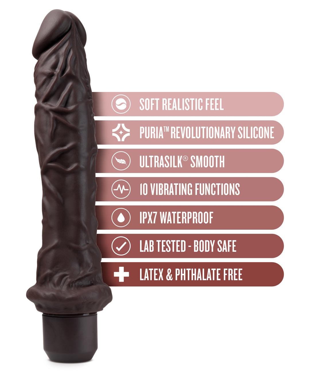 Dr. Skin Silicone - Dr. Richard - 9 Inch Vibrating Dildo - Brown