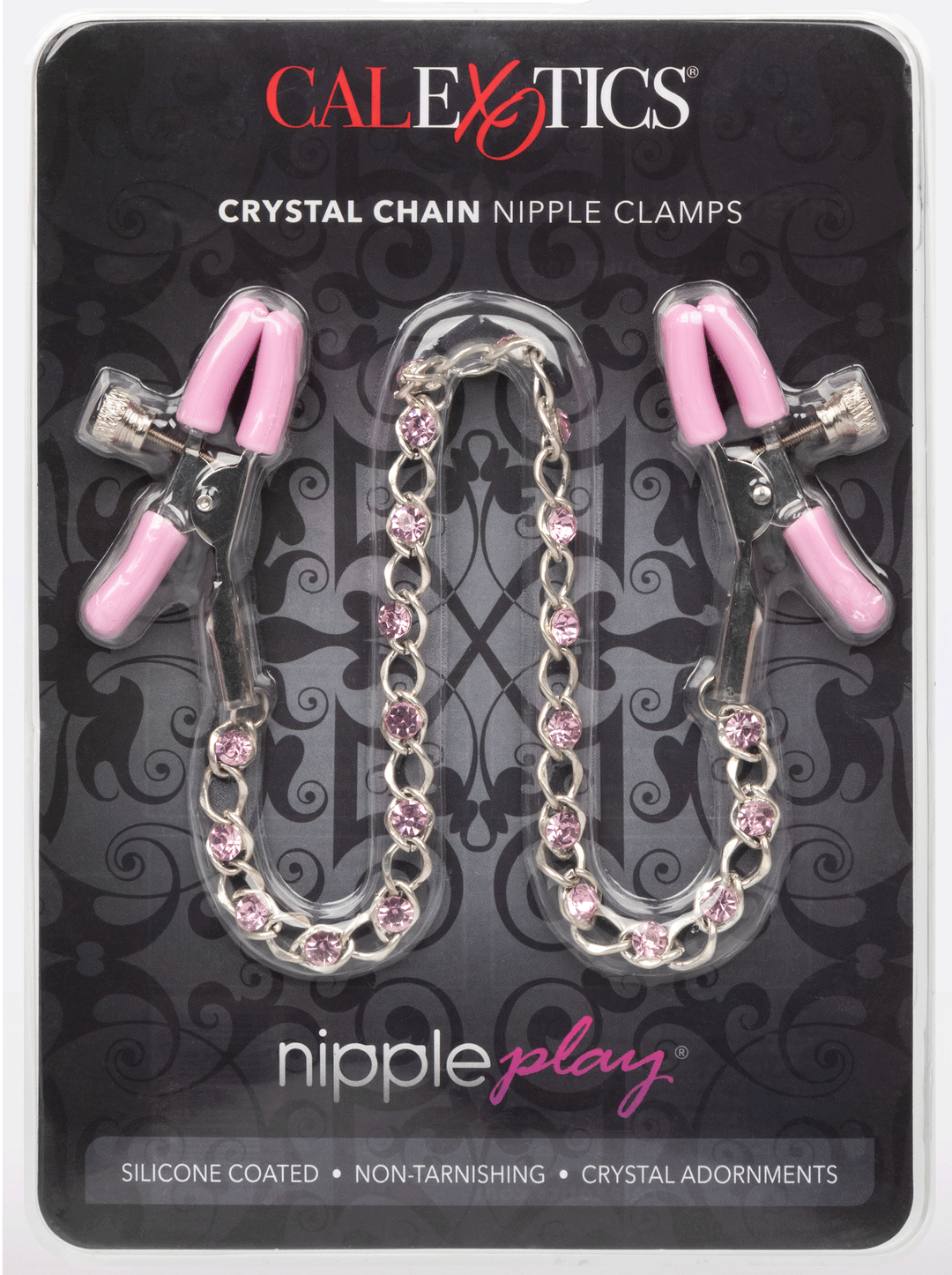 Nipple Play Crystal Chain Nipple Clamps - Pink