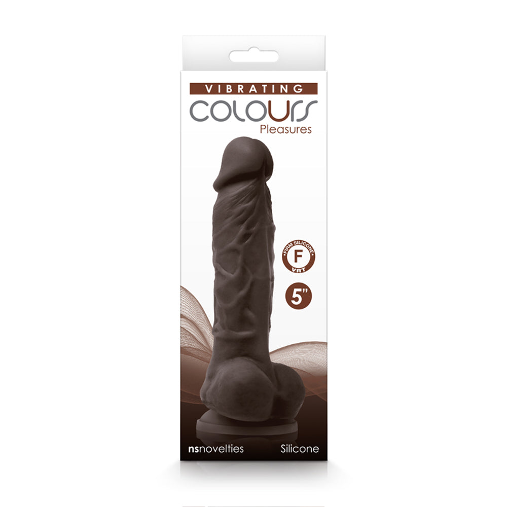 Colours - Pleasures - Vibrating - 5 Inch Dildo -  Dark Brown