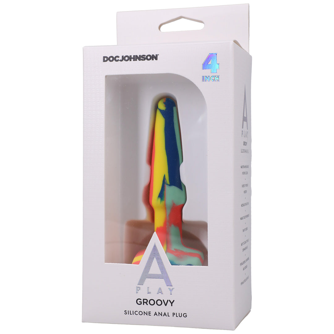 A-Play Groovy Silicone Anal Plug 4 Inch - Sunrise