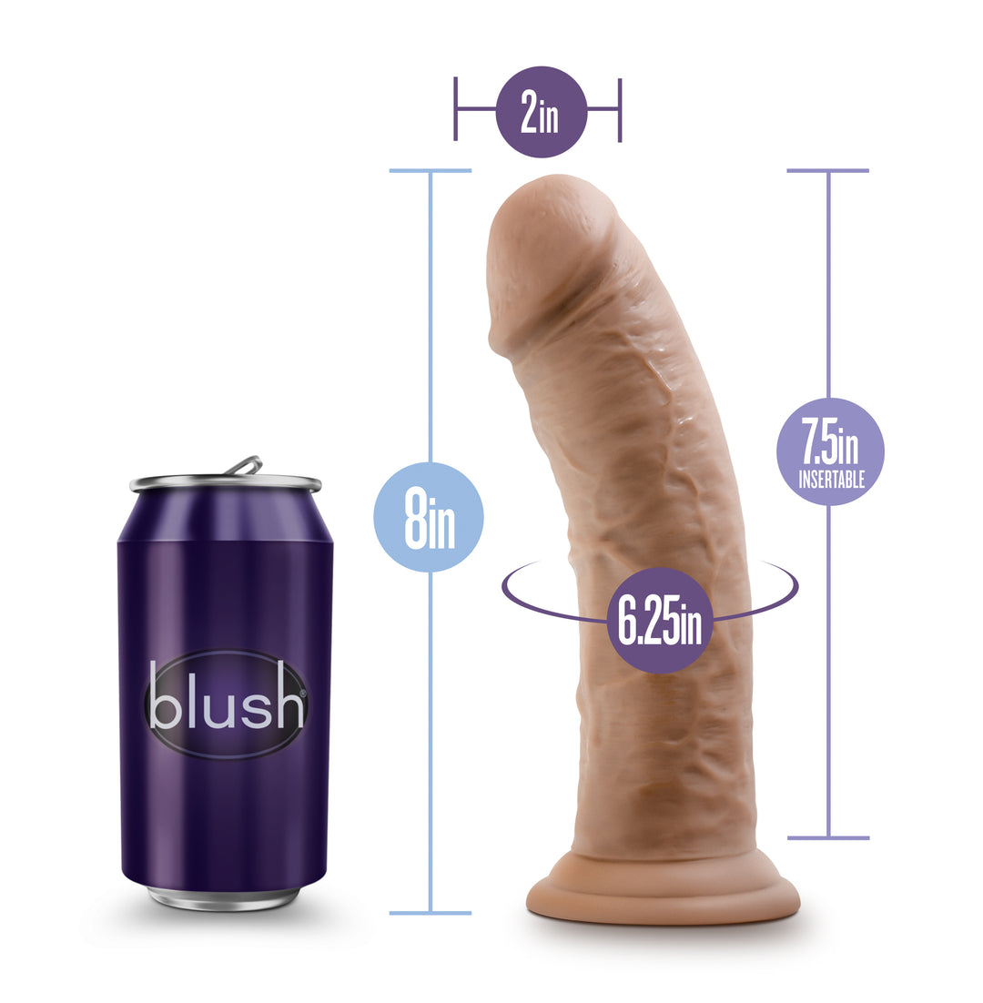 Au Naturel - 8 Inch Dildo With Suction Cup -  Mocha