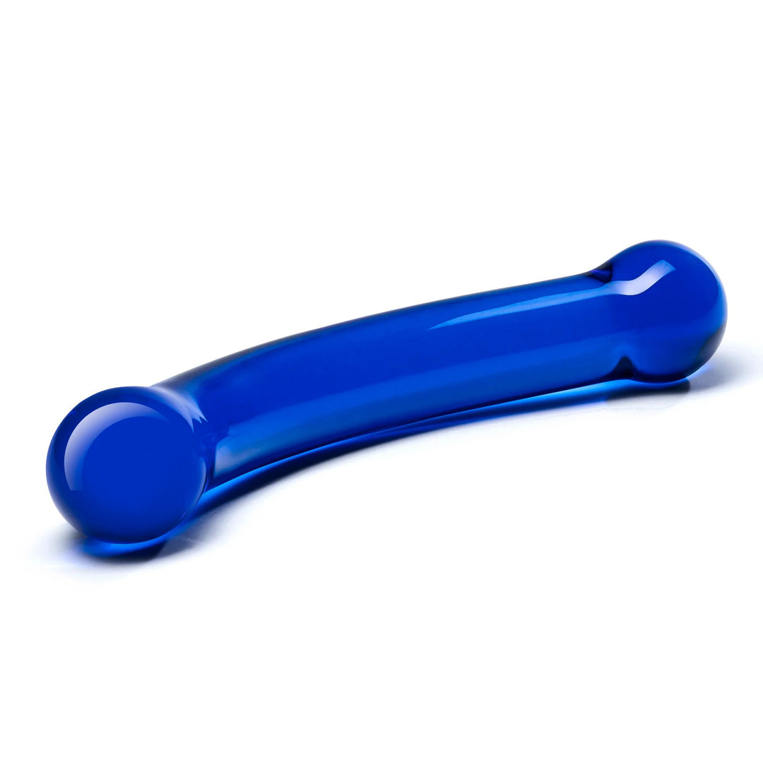 6 Inch Curved G-Spot Blue Glass Dildo