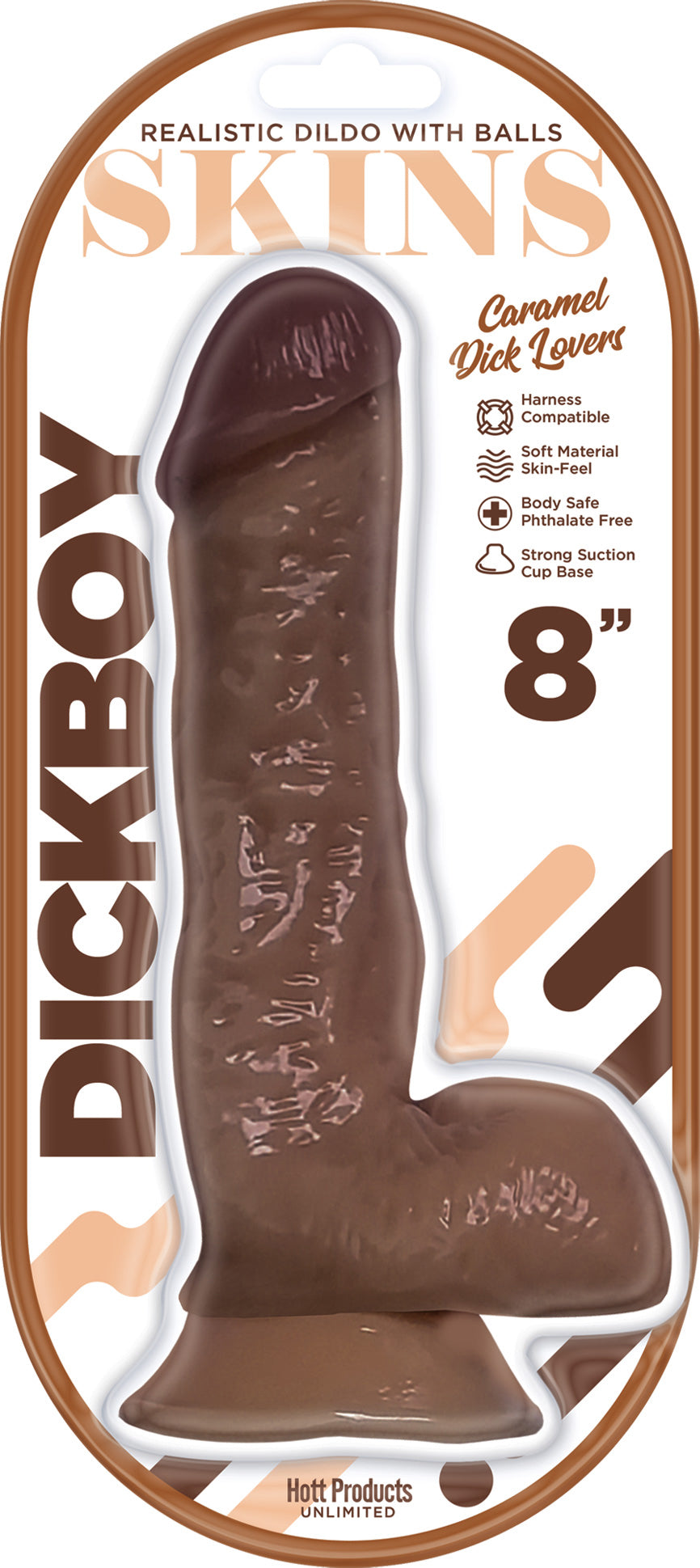 Dickboy - Skins - Dildo With Balls  - 8 Inch -  Caramel Dick Lover