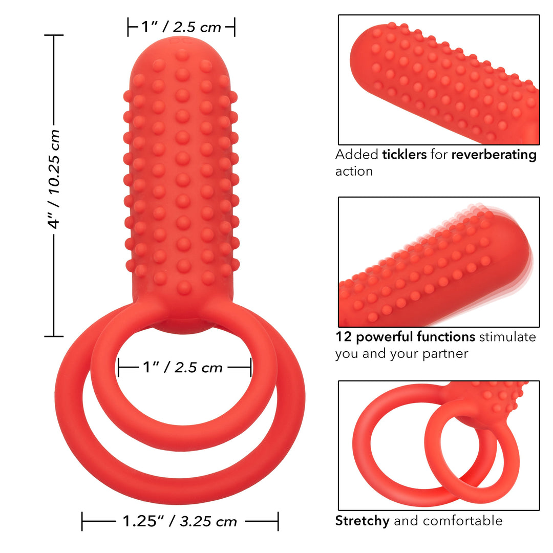 Silicone Rechargeable Vertical Dual Enhancer - Red