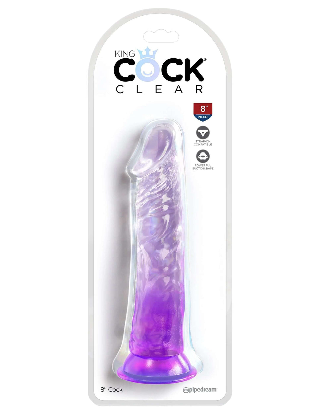 King Cock Clear 8 Inch - Purple