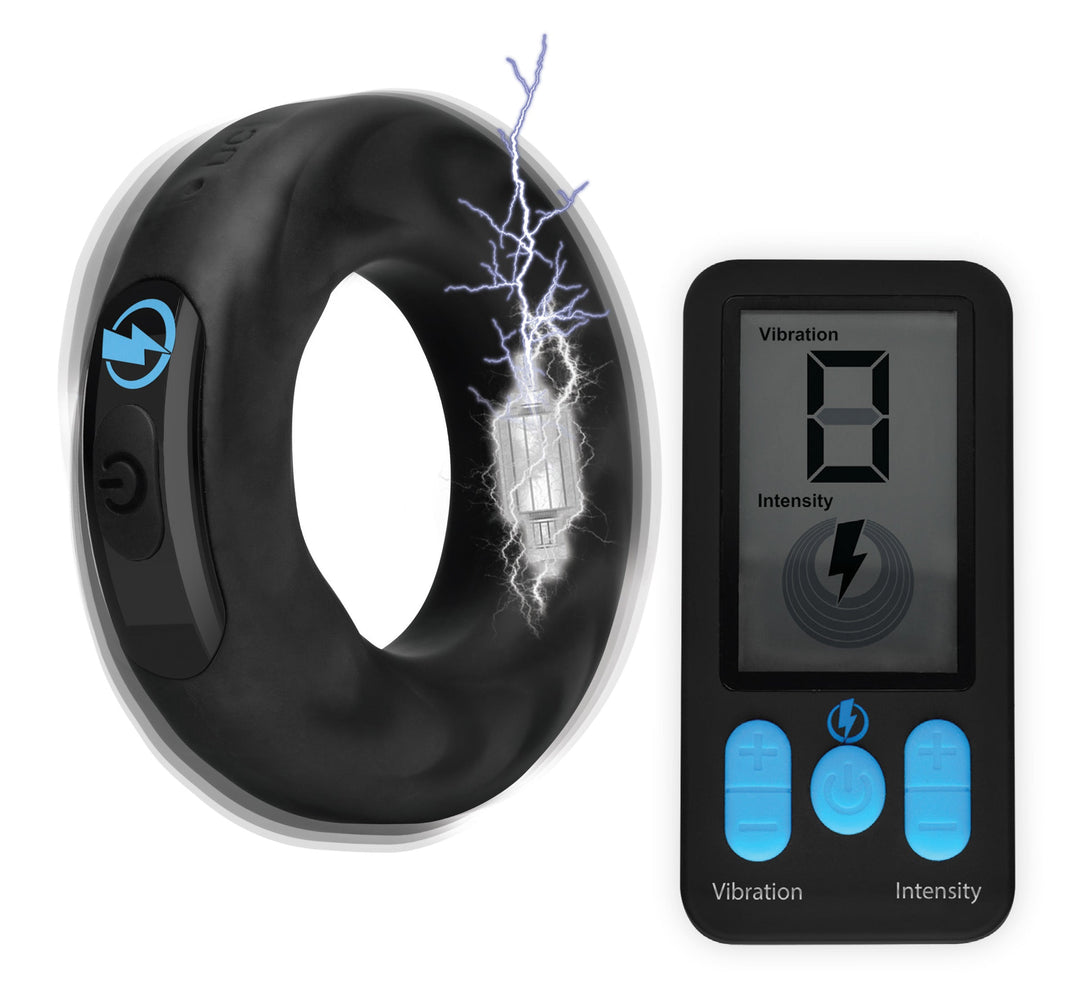 E-Stim Pro Silicone Cock Ring With Remote - Black