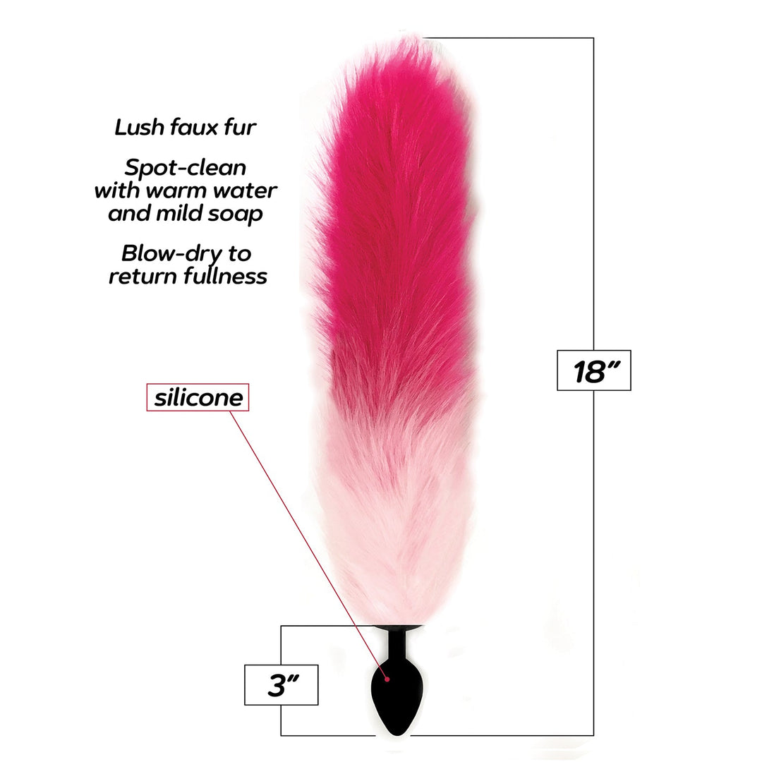 Foxy Fox Tail Silicone Butt Plug - Pink Gradient