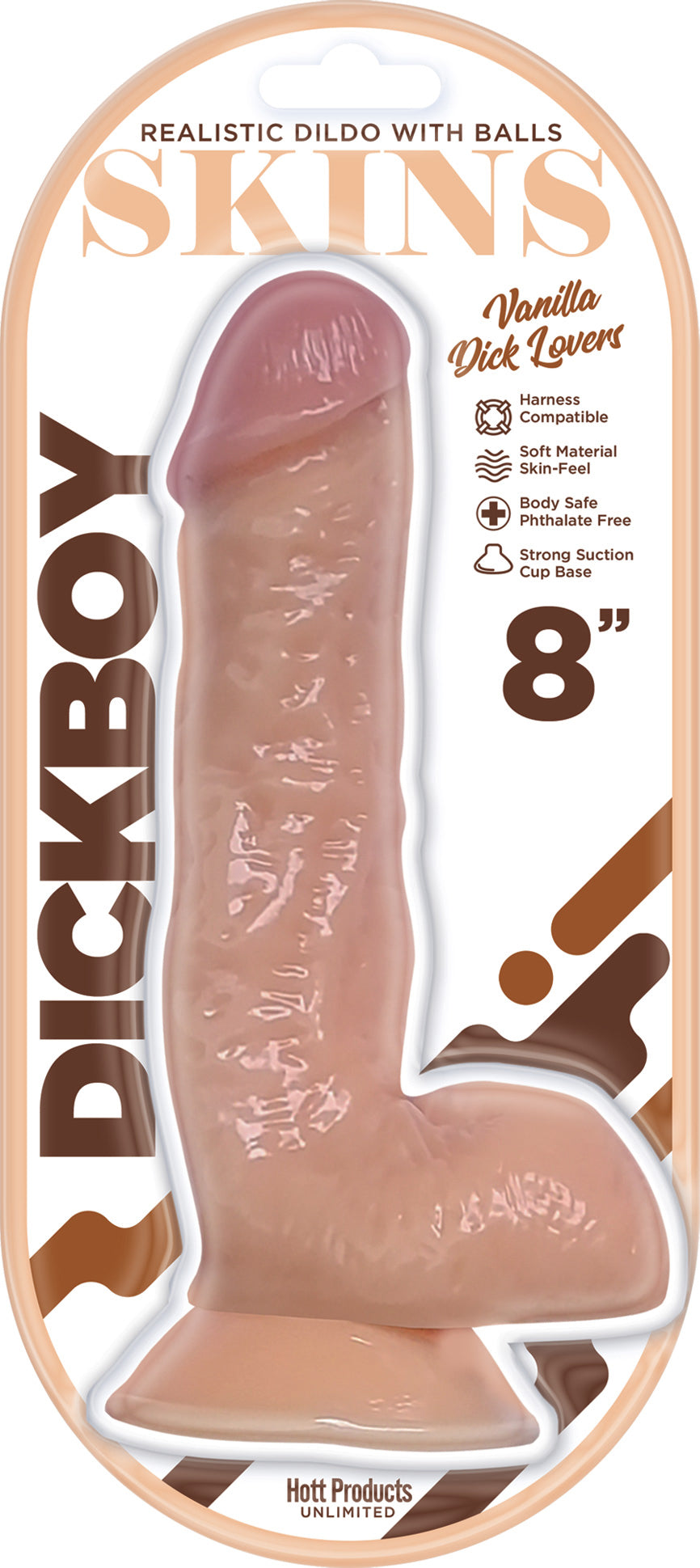 Dickboy - Skins - Dildo With Balls - 8 Inch -  Vanilla Dick Lover