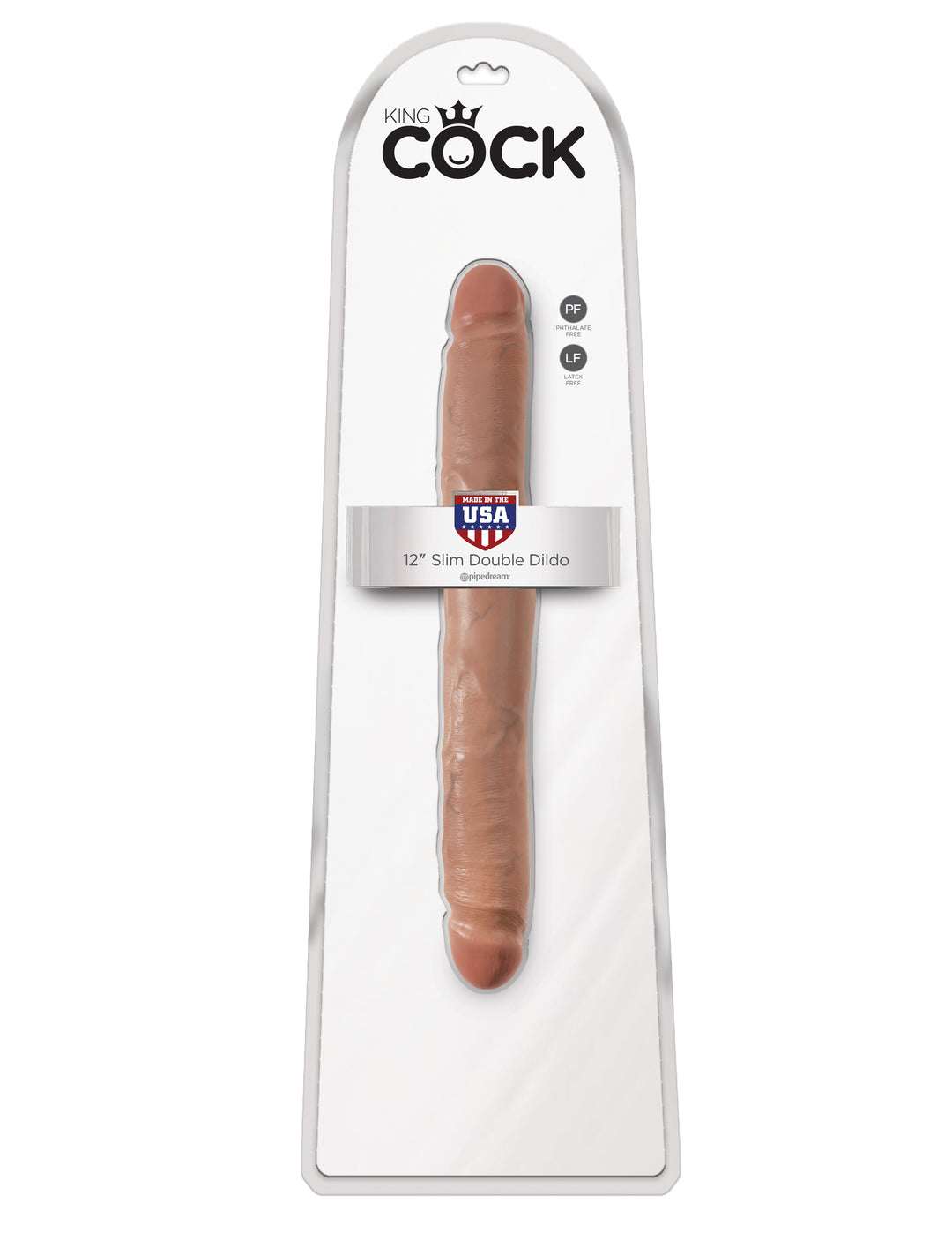 King Cock  12 Inch Slim Double Dildo - Tan