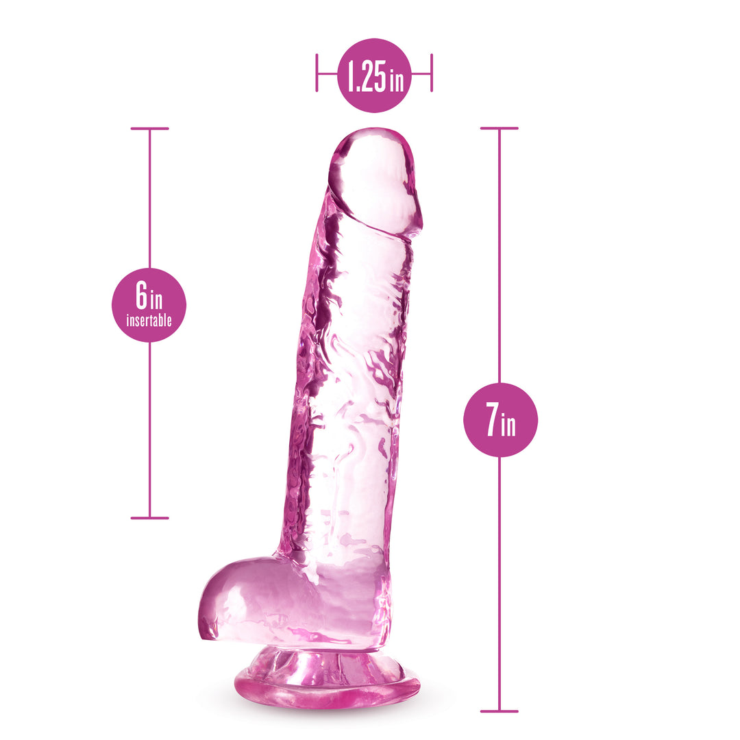 Naturally Yours - 7 Inch Crystalline Dildo - Rose