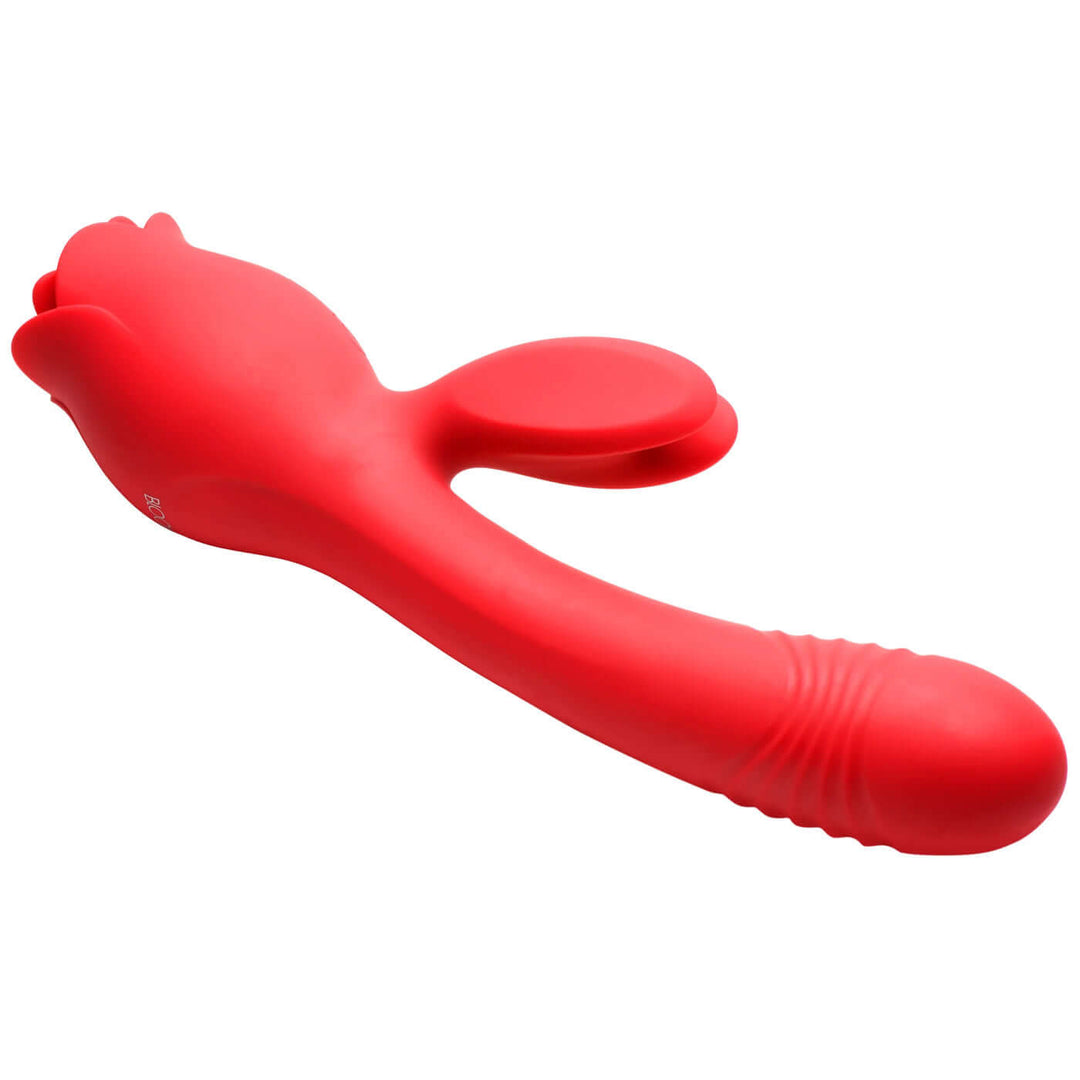 Blooming Bunny Sucking and Thrusting Silicone  Rabbit Vibrator - Red