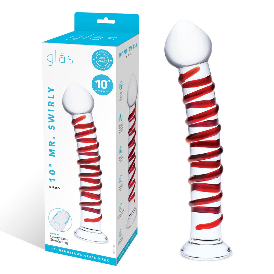 10 Inch Mr. Swirly Dildo - Red/clear