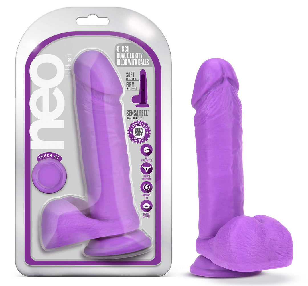 Neo - 8 Inch Dual Density Dildo - Neon Purple