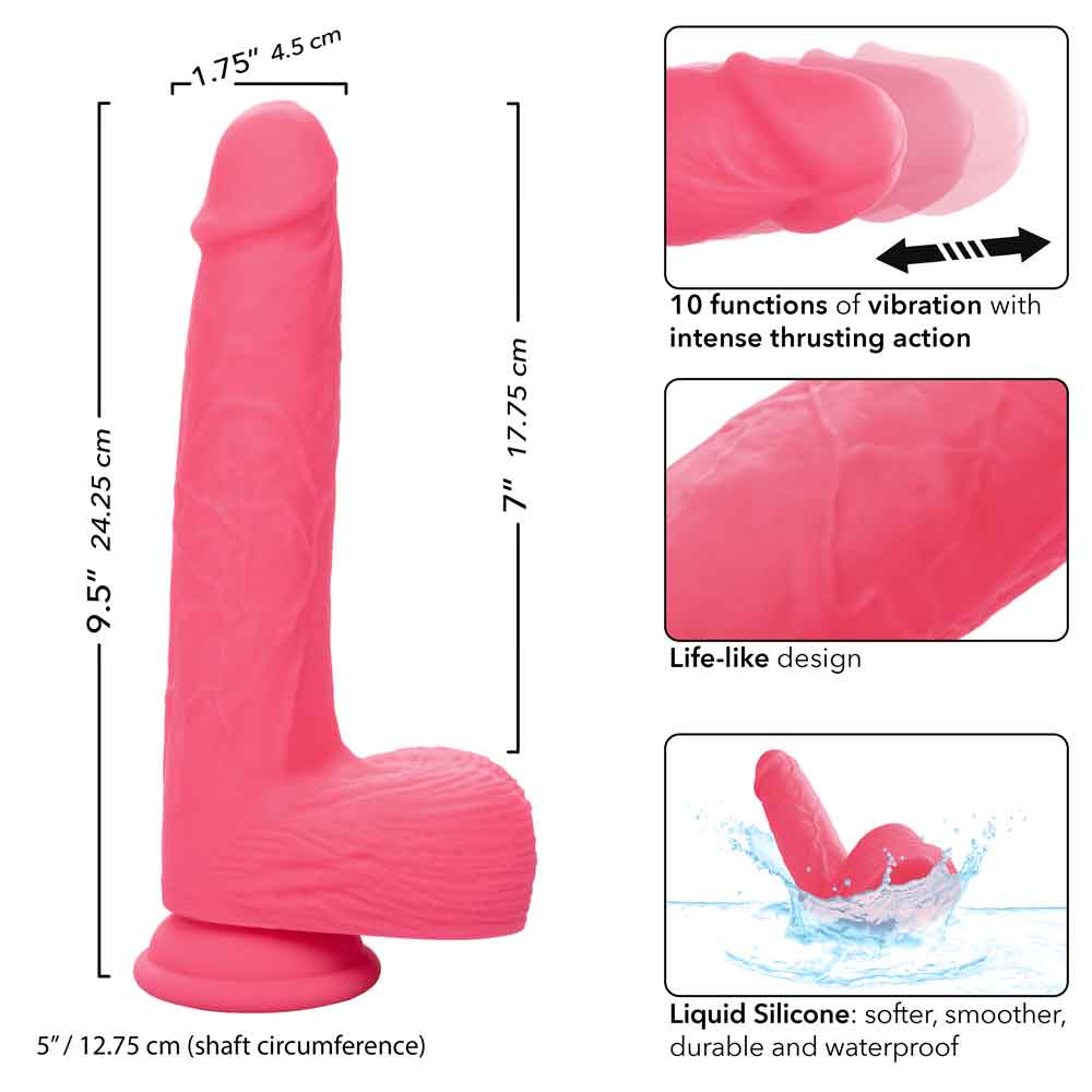 Rechargeable Rumbling and Thrusting Silicone Studs - Pink