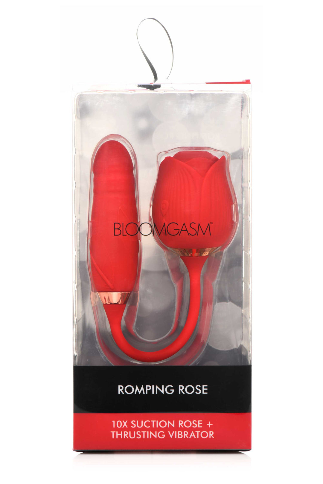 Bloomgasm Romping Rose Suction and Thrusting  Vibrator - Red