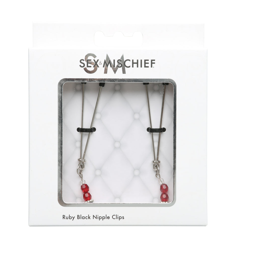 Sex and Mischief Ruby Black Nipple Clips