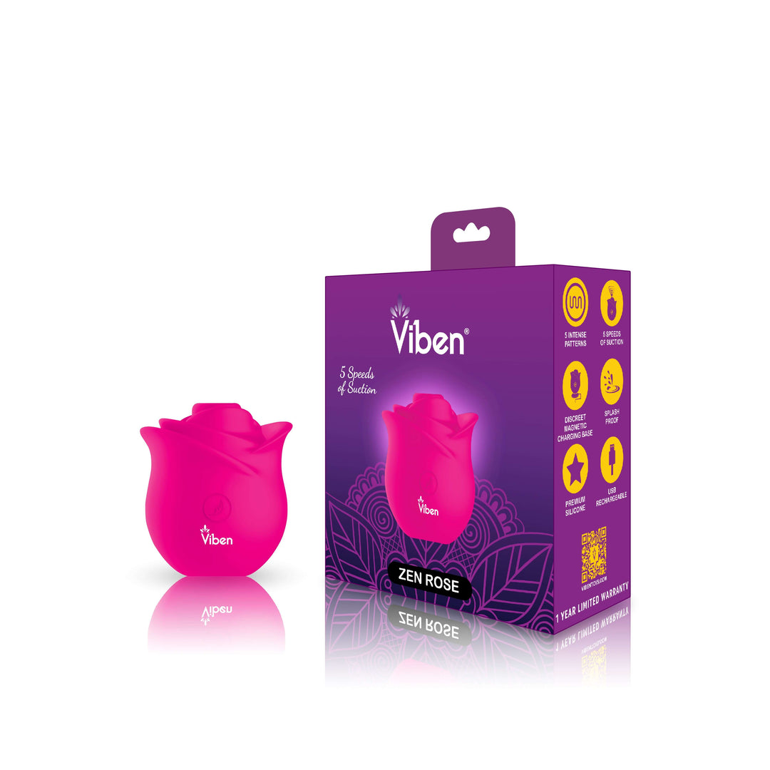 Zen Rose - Hot Pink - Handheld Rose Clitoral and Nipple Stimulator