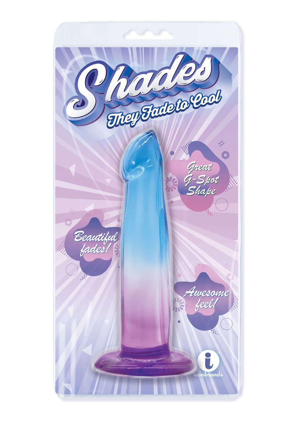 Shades, 6.25" G-Spot Jelly Tpr Gradient Dong - Blue and Purple