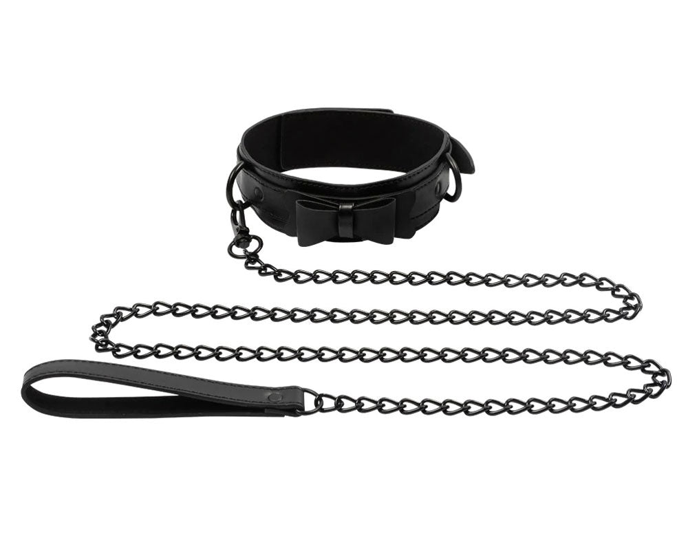 Bow Tie Collar & Leash - Black