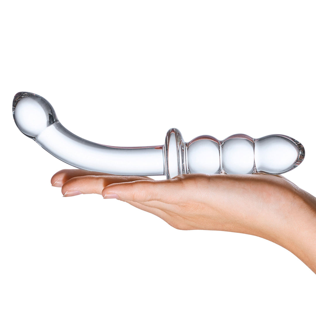 8 Inch Ribbed G-Spot Glass Dildo - Clear