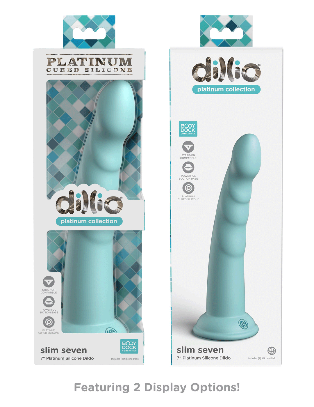 Dillio Platinum - Slim Seven 7 Inch Dildo - Teal