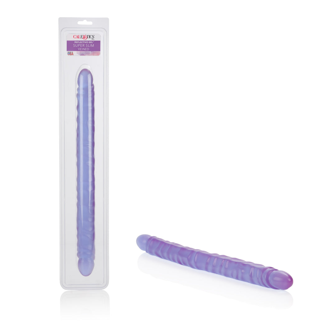 Slim Jim Duo 17 Inches Veined Super Slim Dong - Purple