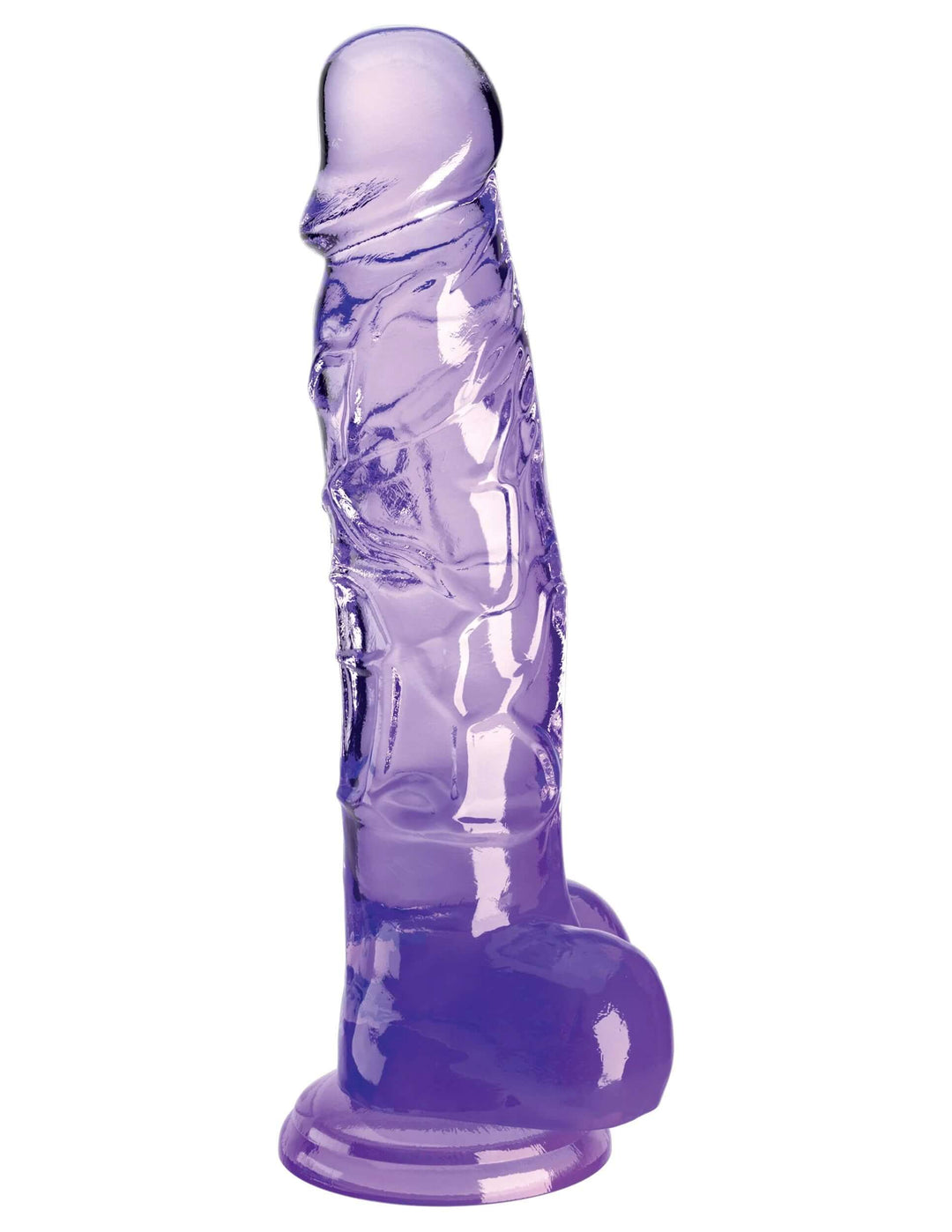 King Cock Clear 8 Inch With Balls - Purple