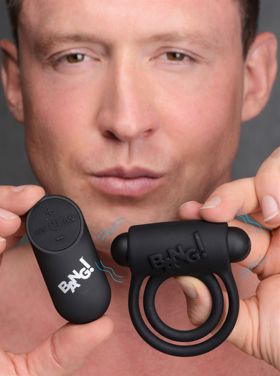 Bang - Silicone Cock Ring and Bullet With Remote  Control - Black