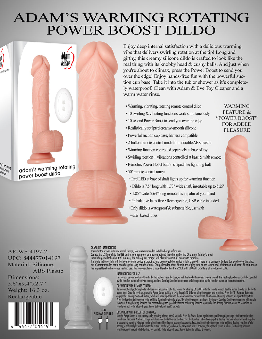 Adams Warming Rotating Power Boost Dildo