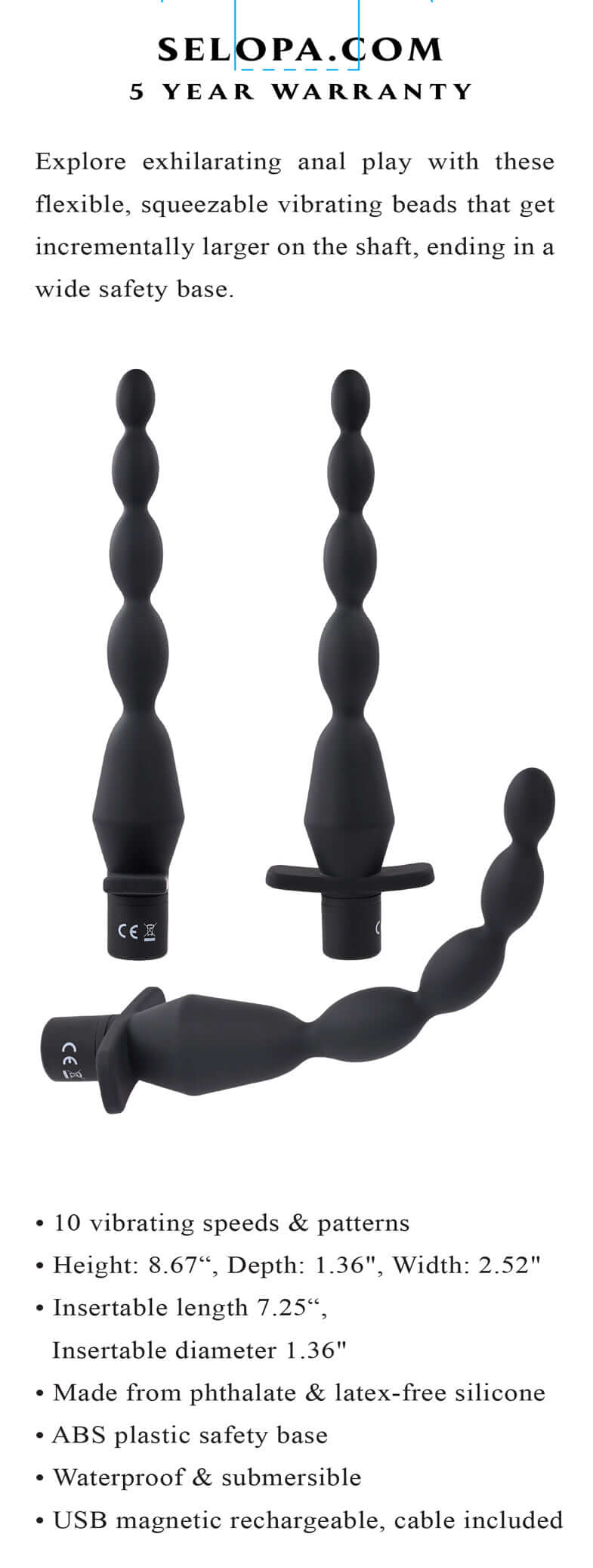 Vibrating Butt Beads - Black