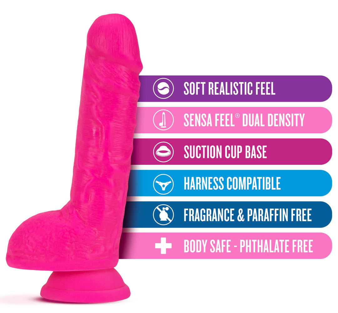 Neo - 9 Inch Dual Density Dildo - Neon Pink