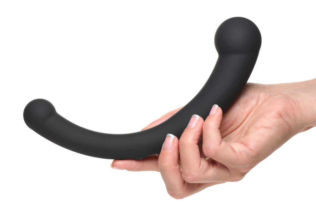 10x Vibra-Crescent Silicone Dual Ended Dildo -  Black