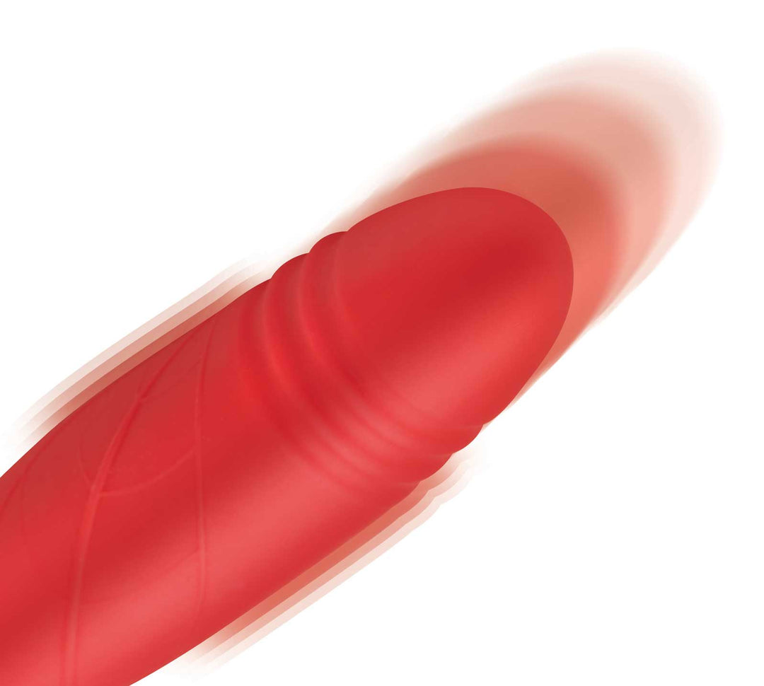 Bloomgasm Romping Rose Suction and Thrusting  Vibrator - Red