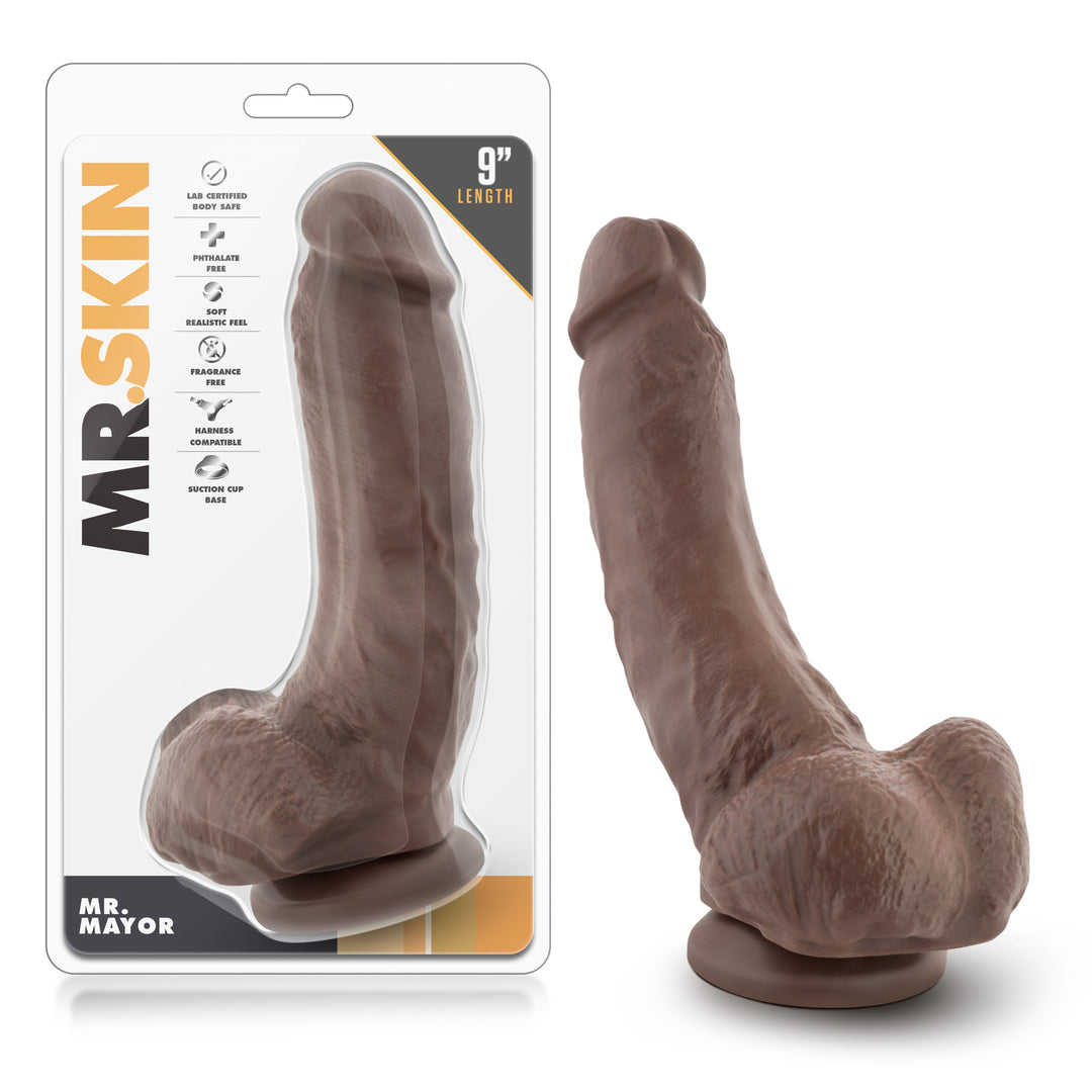 Dr. Skin - Mr. Mayor 9 Inch Dildo With Suction  Cup - Chocolate