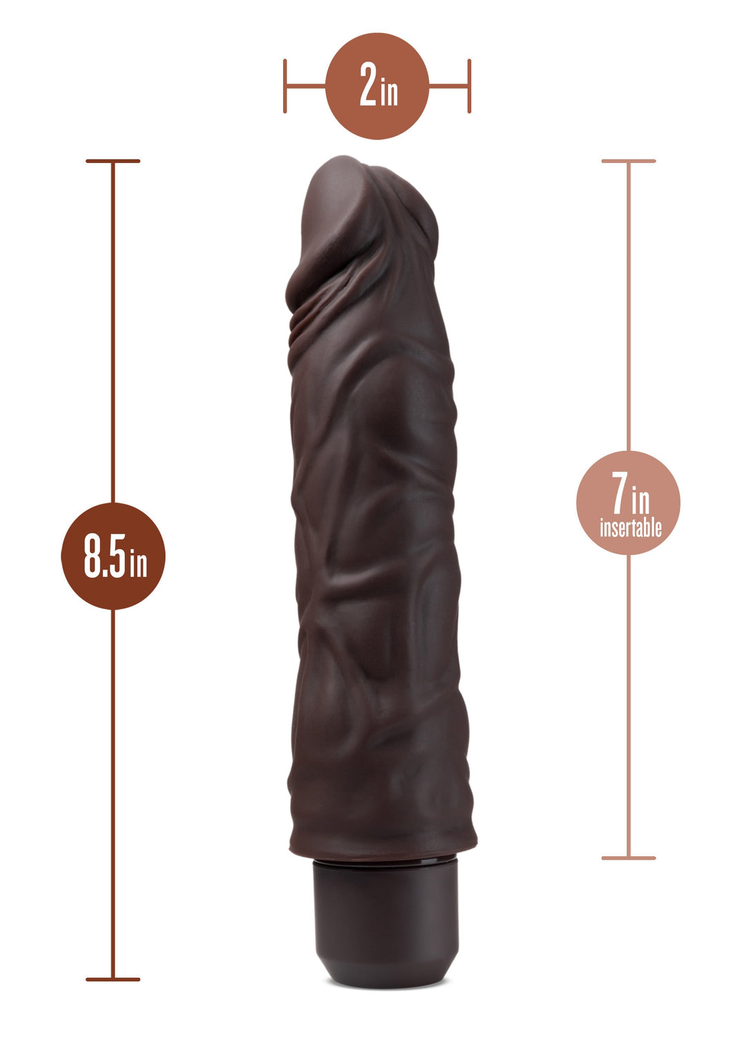 Dr. Skin Silicone - Dr. David - 8 Inch Vibrating  Dildo - Brown