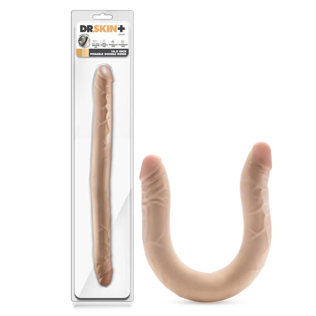 Dr. Skin Plus - 16.5” Posable Double Dong - Beige