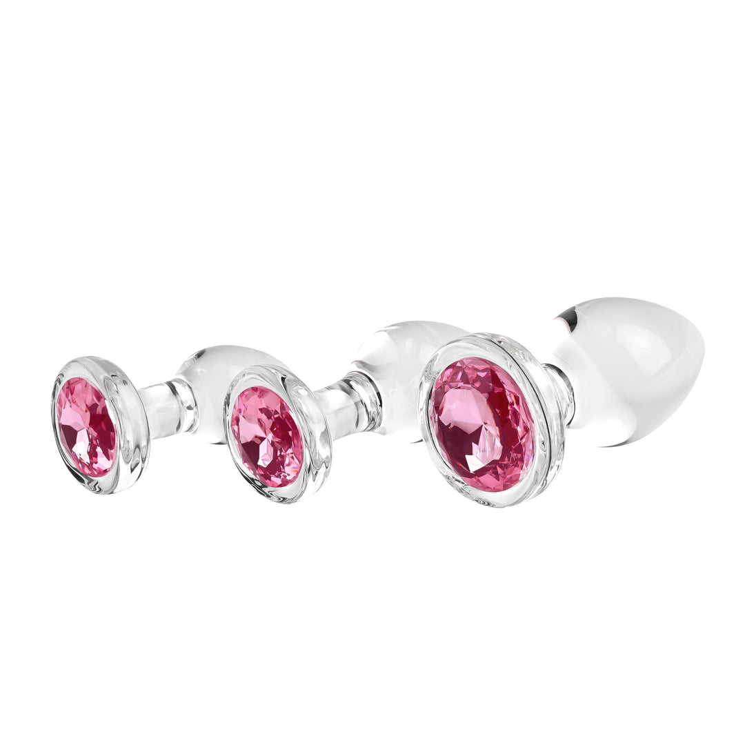 Pink Gem Glass Plug Set - Pink