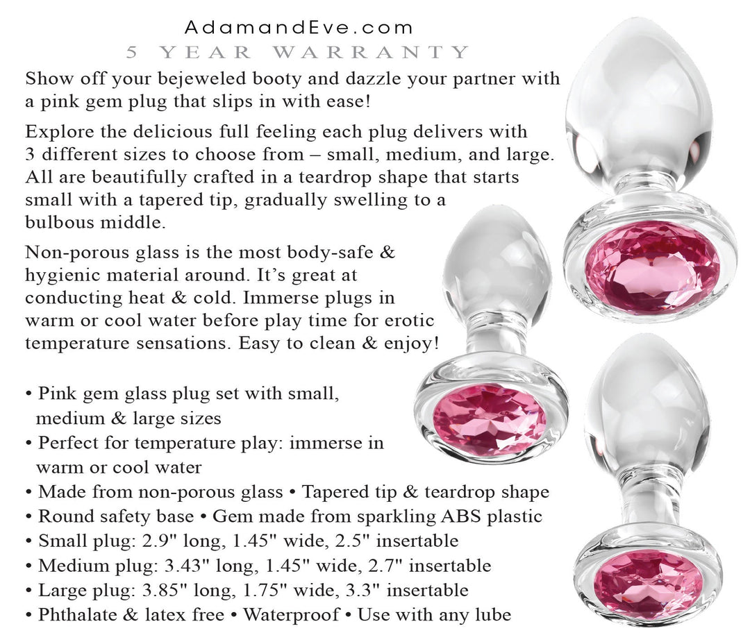 Pink Gem Glass Plug Set - Pink