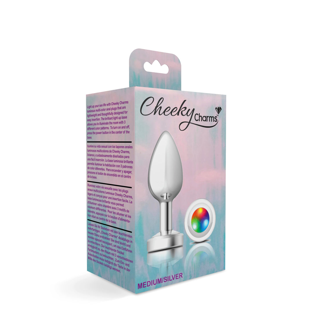 Cheeky Charms-Silver Metal Butt Plug- Light Up-Medium