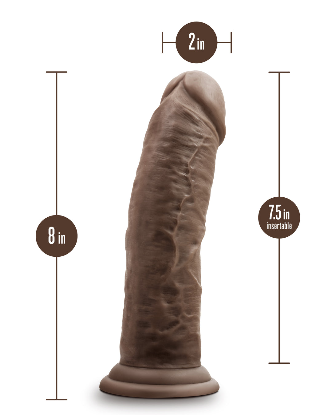 Dr. Skin Silicone - Dr. Shepherd - 8 Inch Dildo  With Suction Cup - Chocolate