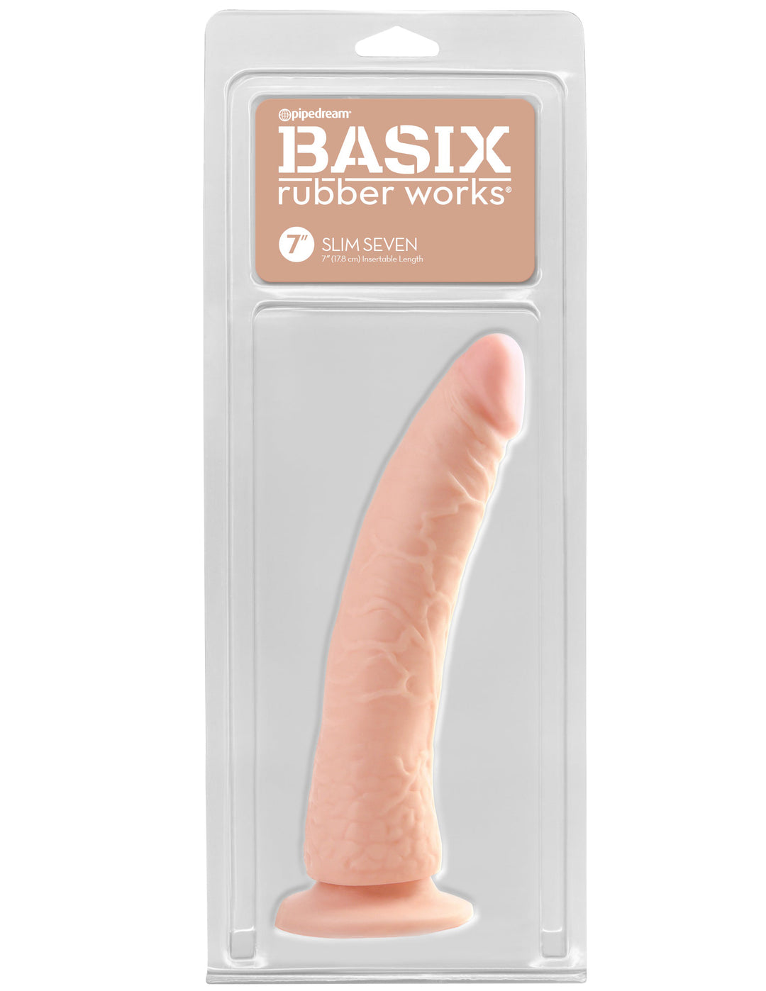 Basix Rubber Works - Slim 7 Inch With Suction Cup - Flesh