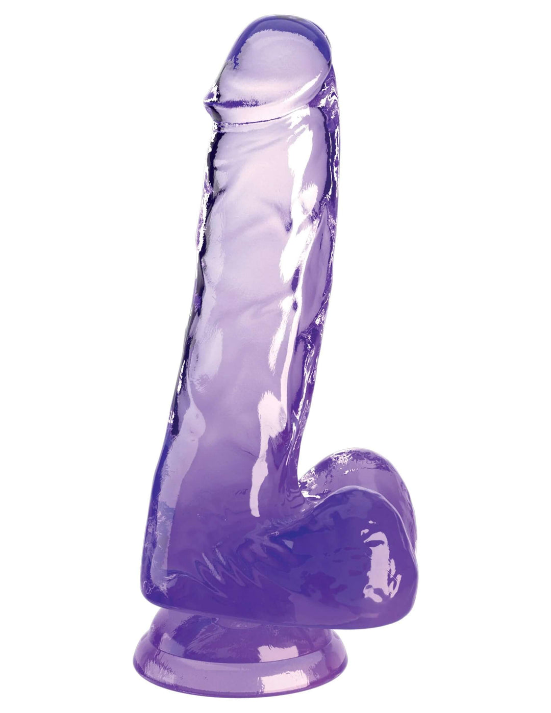 King Cock Clear 6 Inch With Balls - Purple